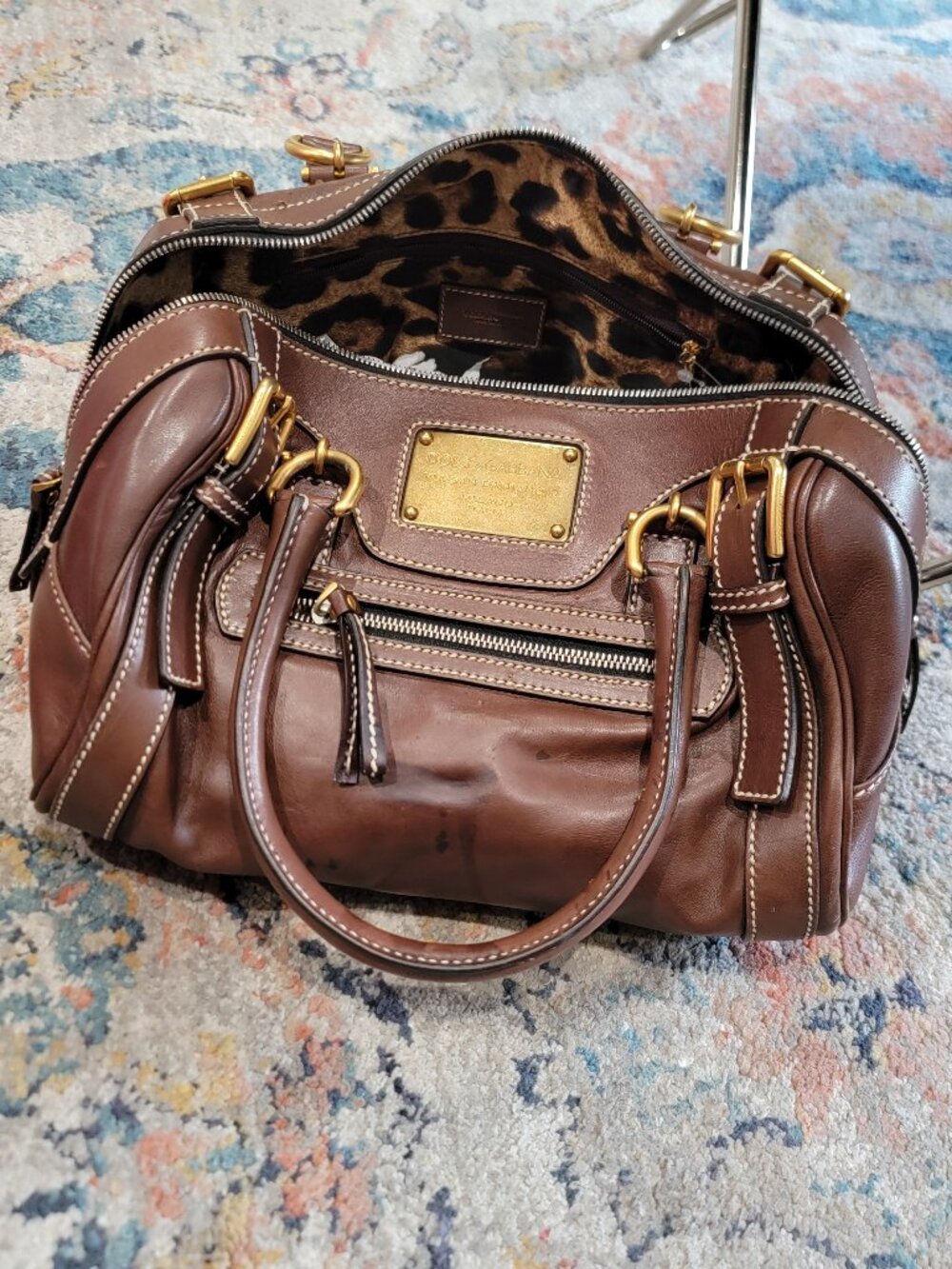 brown leather Dolce & Gabbana Miss Easy Way Boston Bag